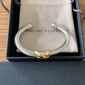 David Yurman Silver and Gold Cable Bracelet 7mm